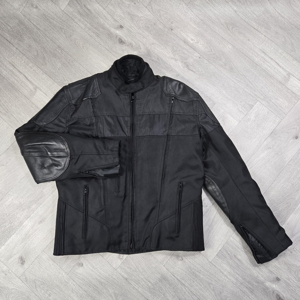 UNIK Size 42 Black Motorcycle Jacket Leather Removable Linning Vented Layered